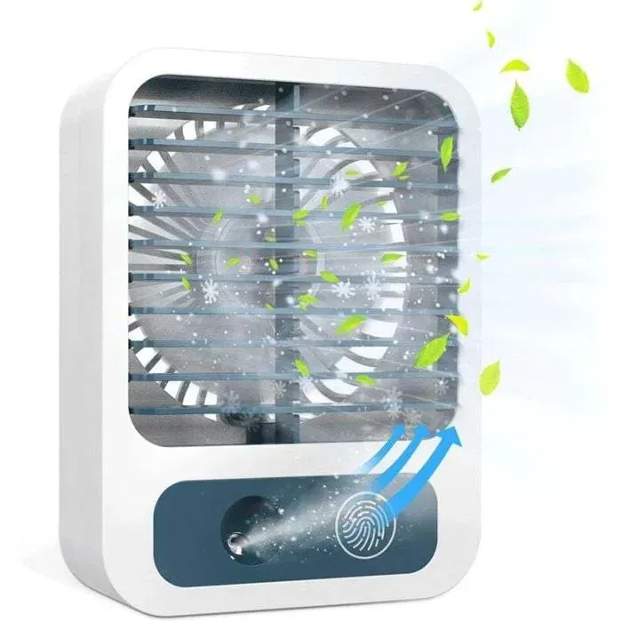 Mini Desk Fan Mist Fan with 60ml Water Tank Rechargeable USB Fan with 3 Speeds Quiet Fan Ideal for Home Office Outdoor