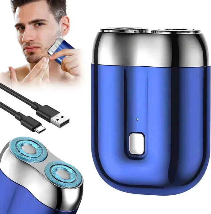 Mini Dual Head Electric Razor Rasoir Electrique Portable Pour Homme Usb Réchargeable Sans Fil Etanche Tondeuse De Barbe De Po