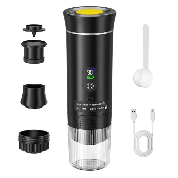 Mini expresso 3 en 1 tout-terrain capsules et café moulu chauffe en un instant en voiture comme en extérieur