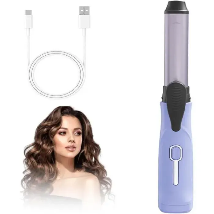 Mini fer à friser de voyage pour femmes mini fer à friser sans fil convient 3 réglages de température (violet)