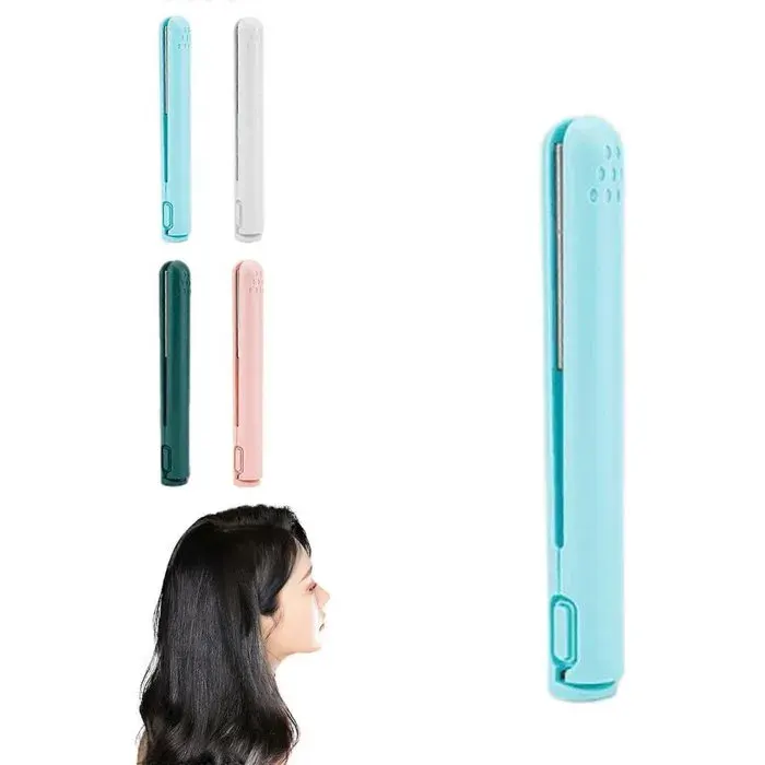 Mini fer à friser multifonction USB avec fer à friser en céramique (bleu convient aux cheveux courts)
