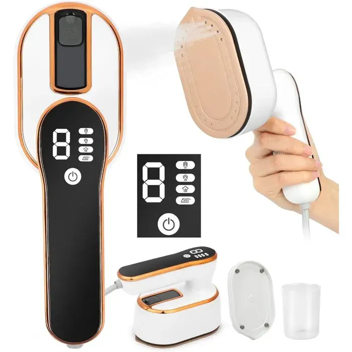 Mini Fer À Repasser De Voyage 1190 W Petit Fer À Repasser Voyage Portable Pliable avec Affichage LED et Vapeur à 4 Niveaux