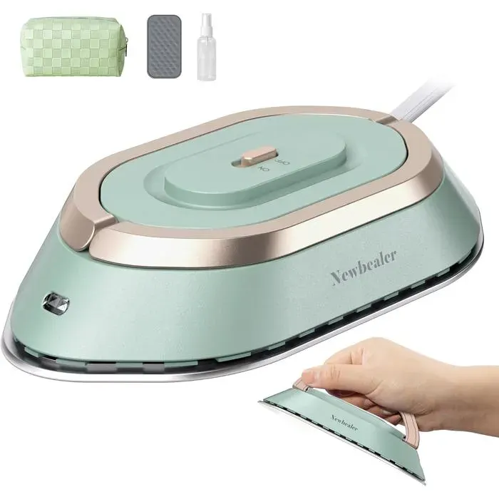 Mini Fer à Repasser de Voyage Portable Léger Compact pour Vacances Couture avec Sac de Rangement Tension Universelle 100-240V