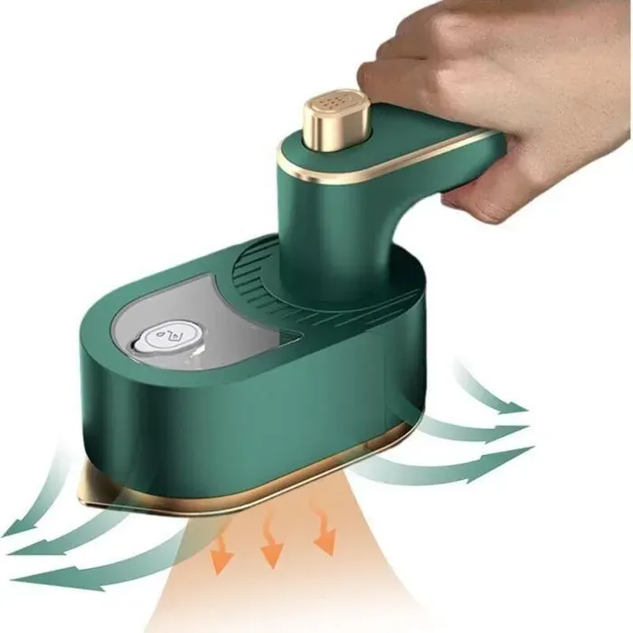 Mini fer à repasser pliable portable - Chauffe rapide en 1 minute Réservoir 50 ml avec spray - Voyage et repassage à domicile - Vert