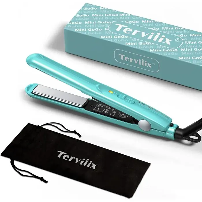 Mini Fer Plat Céramique pour Cheveux Courts et Franges BoucléesLégers et PortablesTension Mondiale pour les Voyages Bleu