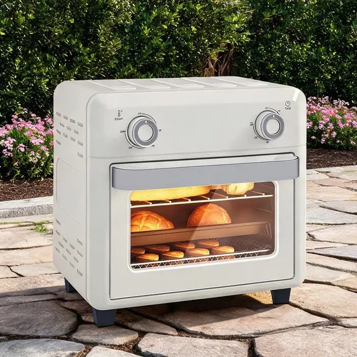 Mini four à air chaud 10 L avec friteuse sans huile 1000 W température réglable 80-230 °C métal compact 32 x 272 x 298 cm