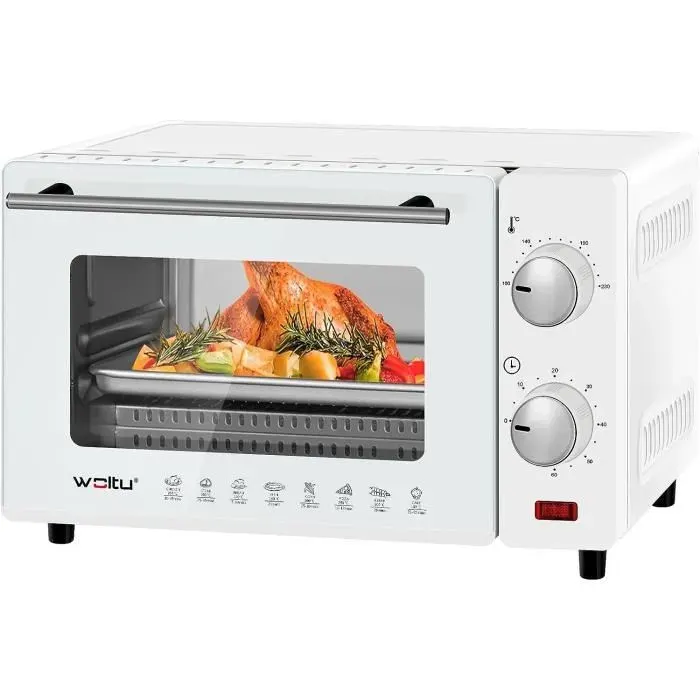 Mini Four Électrique 10L - WOLTU - Blanc - 650W - Chauffage décongélation cuisson rôtissage grillage
