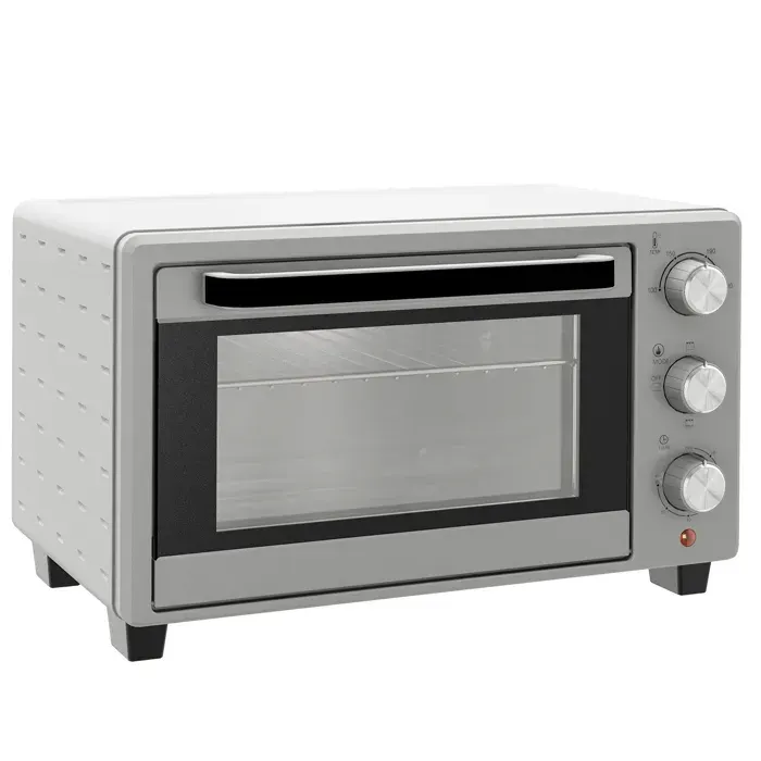 Mini four électrique 21 L 1400 W 100 à 230 C minuterie 60 min 3 modes grille et plaque inox argenté