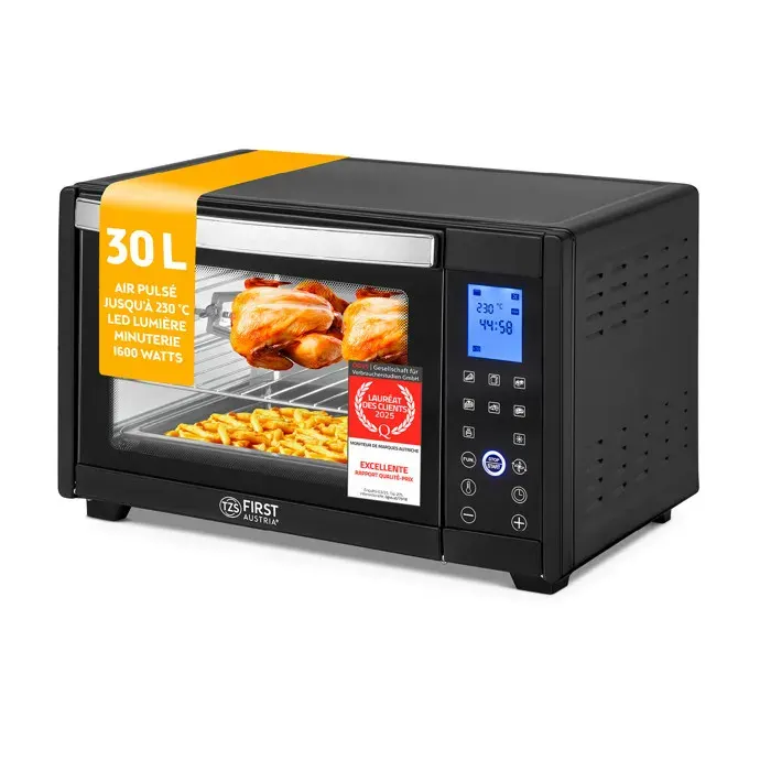 Mini Four électrique 30L Four à convection 1600W affichage Digital Four électrique compact Grille et Plaque de Four