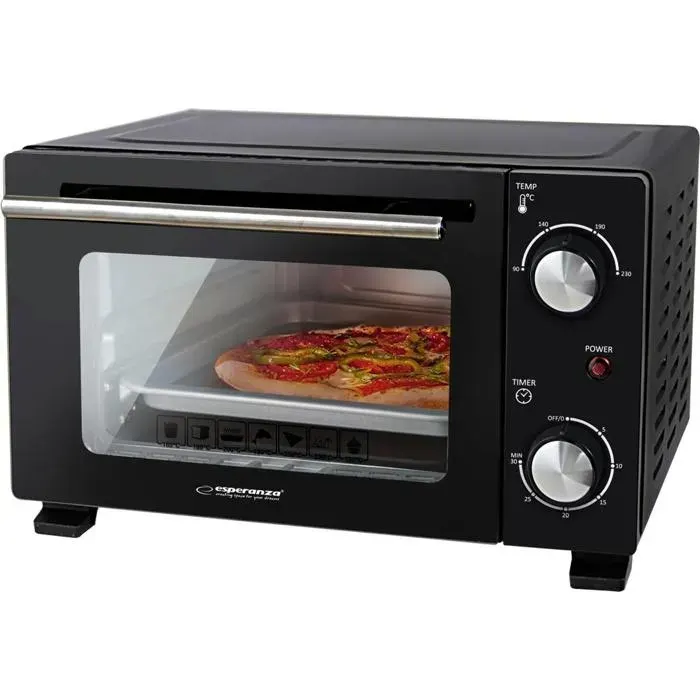 Mini four électrique - ESPERANZA - CALZONE - 10L - 800W - Température 90–230°C — coloris Noir