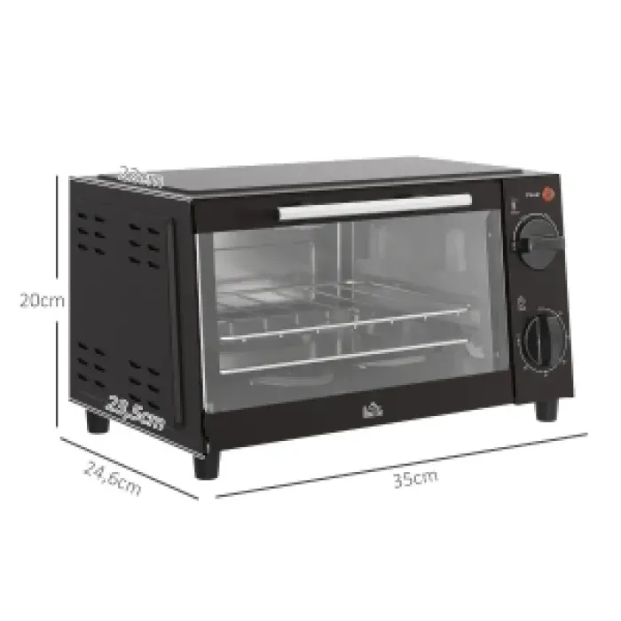 Mini four électrique inox 9 L température réglable 100 à 230 °C minuterie 60 min compact pour petite cuisine
