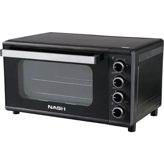 Mini four électrique noir - NASH - 32 L - 1800 W - 41 x 49.5 x 31.5 cm - Température variable - Commande mécanique — coloris Noire