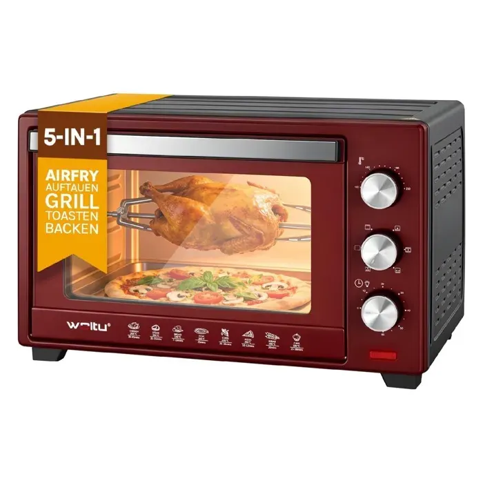 Mini four électrique WOLTU - 32L - 1600W - Rouge - Thermostat réglable - Minuterie 60 min