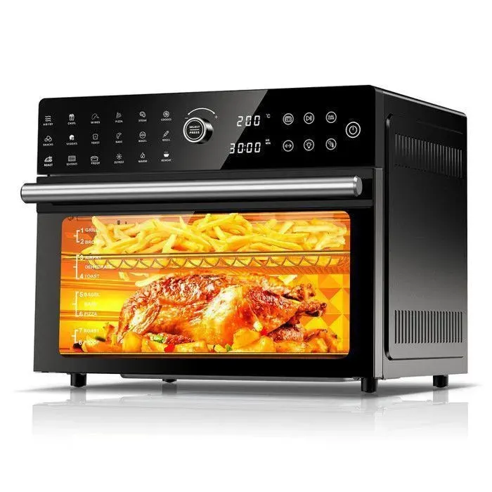 Mini four - Four a air 30L/18 Programmes/30-230℃ Circulation dair chaud à 360° Boutons tactiles Lumière intégrée