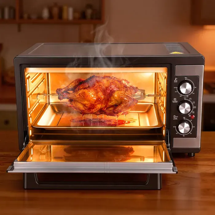 Mini four professionnel - CREMLANK - 46L - 1500 W - 110 V 60 Hz - 0-230 °C - 4 résistances - En acier inoxydable - 55X35X32CM