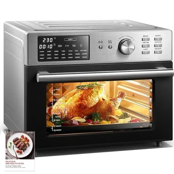 Mini four professionnel - Four a air 30L/21 Programmes/30-230℃ Lumière intégrée Cavité et plateaux en acier inoxydable