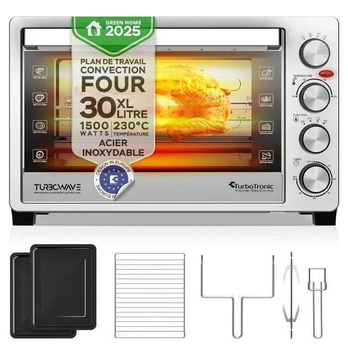 Mini-four - TURBOTRONIC - TT-EVS30 - 30 L - 1500 W - Chaleur tournante 230°C