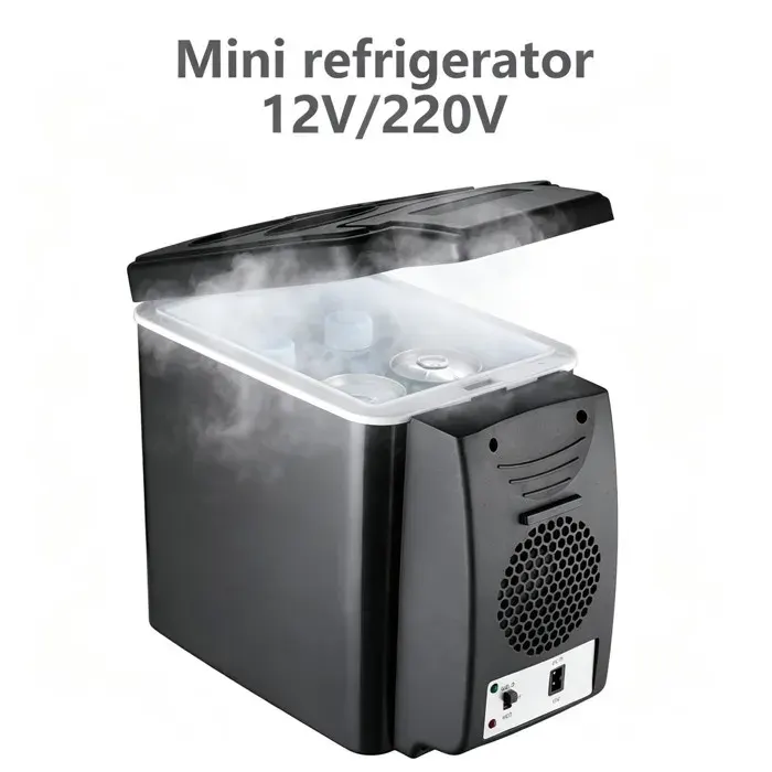 Mini Frigo 6L 12V/220V Chaud/Froid Semi-Conducteur 48W 5°C à 65°C Silencieux 20-30dB Avec Bretelle Voiture Maison
