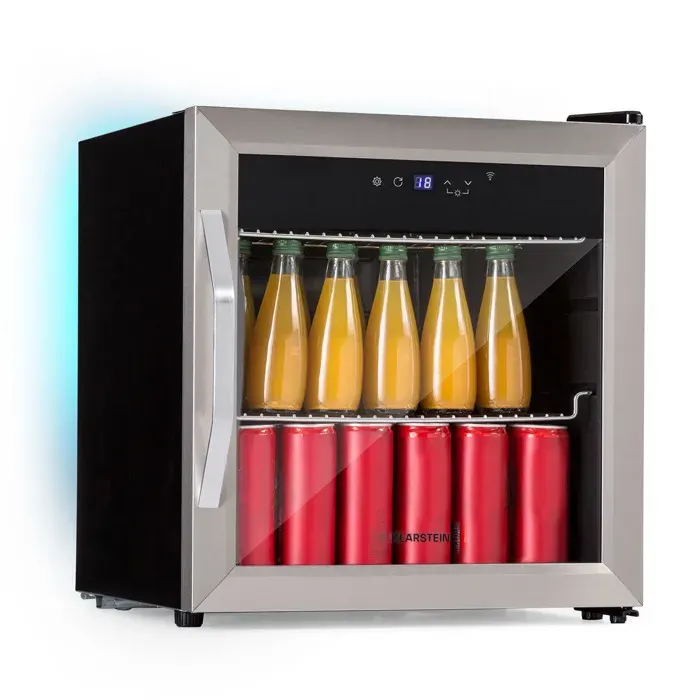 Mini frigo à boissons Klarstein Coachella 50 - 47 litres - Fonction WiFi Rétroéclairage - Argent