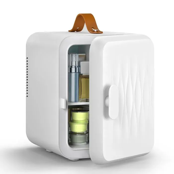 Mini Frigo de Chambre 4L - Mini Réfrigérateur Portbale avec Poignée - Froid et Chaud - AC/DC - Silencieux - Blanc