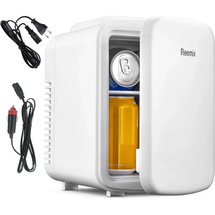 Mini Frigo de Chambre 4L Petit Réfrigérateur Portable 220V/12V Chaud et Froid Silencieux pour Voiture Bureau