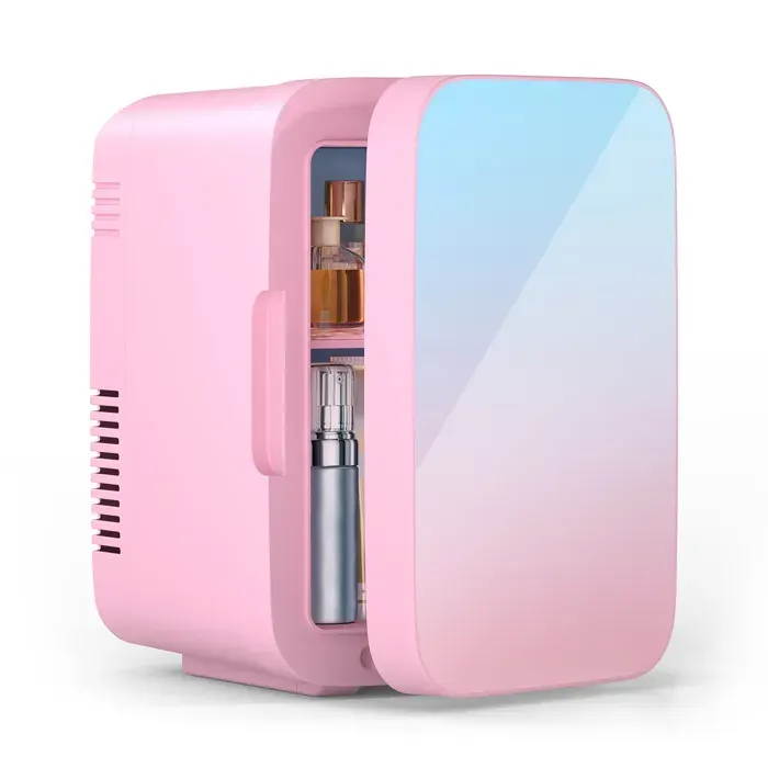 Mini Frigo Mini Réfrigérateur 4L - Mini Frigo Portbale pour Voiture et Chambre - 240V/12V - Froid/Chaud - Rose