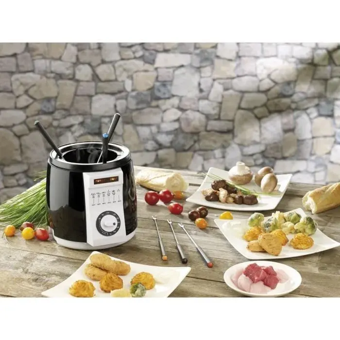 Mini-friteuse avec service à fondue intégré - ROSENSTEIN & SOHNE - 09 L - 840 W - Température variable - Noir