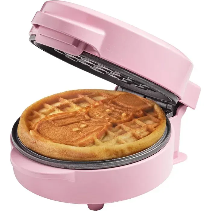 Mini gaufrier décoratif - ESTAMPILLE - Motif Bonhomme de Neige - Antiadhésif - 550 W - Rose - Ø 10 cm