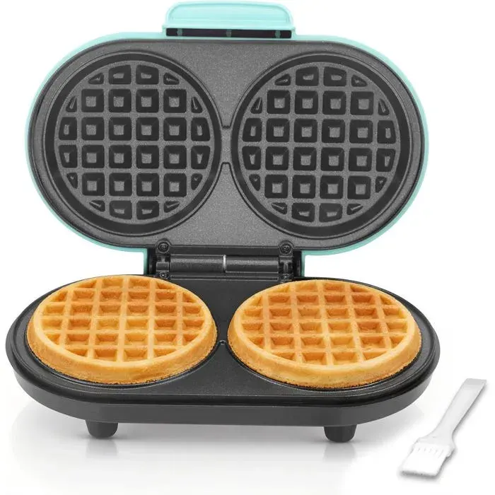 Mini Gaufrier Double Pour Enfants Gaufrière Électrique 2X10Cm Plaques Rondes Antiadhésives 2 Gaufres Keto ChafflePetit Appareil