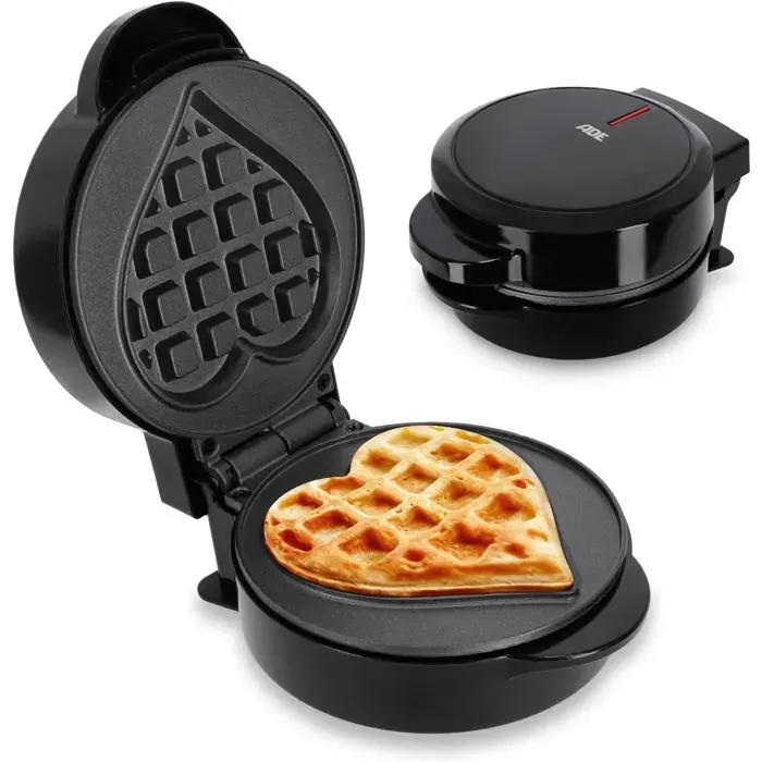 Mini Gaufrier Forme Cœur Machine À Gaufre Belge Parfait Pour Une Personne Fête Anniversaire DEnfant Revêtement Anti[PE411]