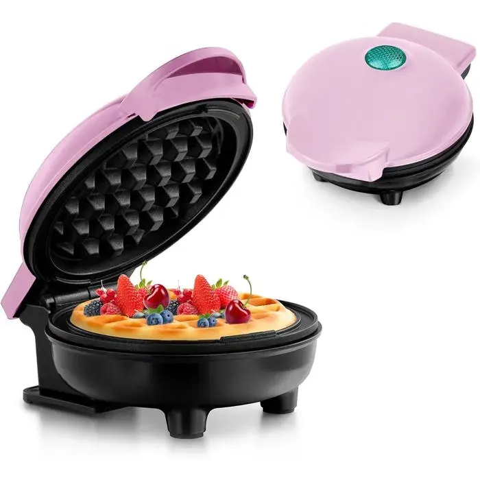 Mini Gaufrier - HIYAA - Rose - Antiadhésif - 1016 cm - Électrique