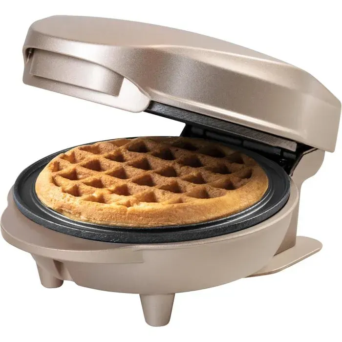 Mini Gaufrier Pour Gaufres ClassiquesPetit Gaufrier Avec Revêtement Anti-AdhésifPour Les Anniversaires DEnfantsLes FêtesBeige