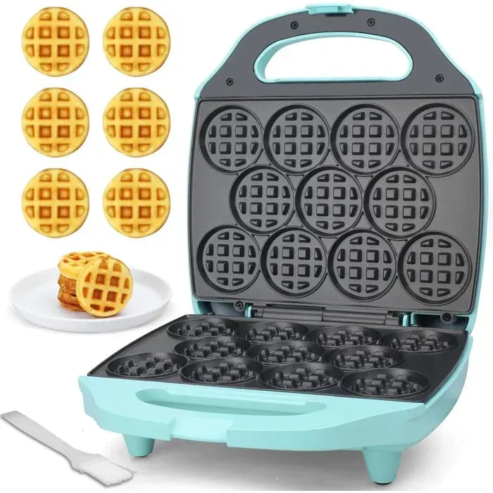 Mini Gaufrier Rond - 11 X 55 Cm - Petit Choix Pour Petit Déjeuner Brunch Fêtes Pour Événements Aqua Prise Ue