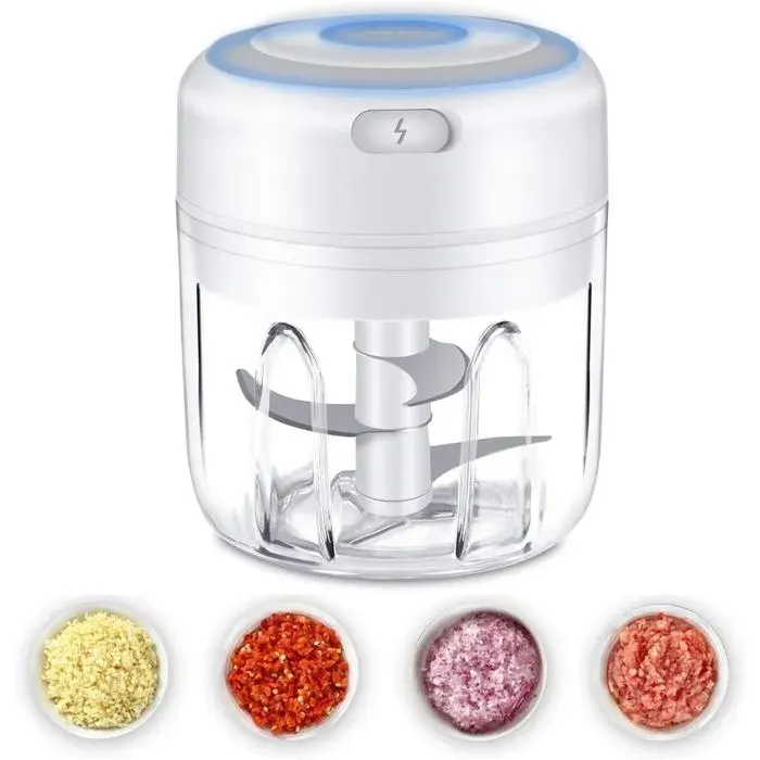 Mini hachoir à ail électrique hachoir à aliments mixeur de cuisine portable sans fil presse-ail puissant et facile à nettoyer