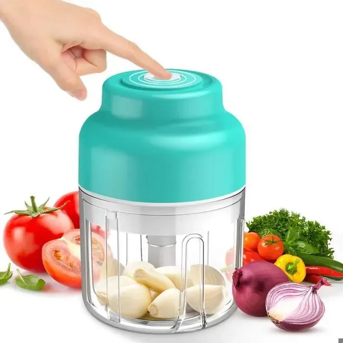 Mini hachoir électrique à chargement USB petit robot de cuisine avec brosse 250 ML 3 lames tranchantes
