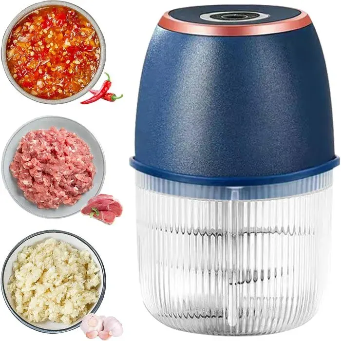 Mini hachoir électrique - EVERWOL - 350 ml - Portable - USB rechargeable - 6 lames cycloniques - Hachage rapide