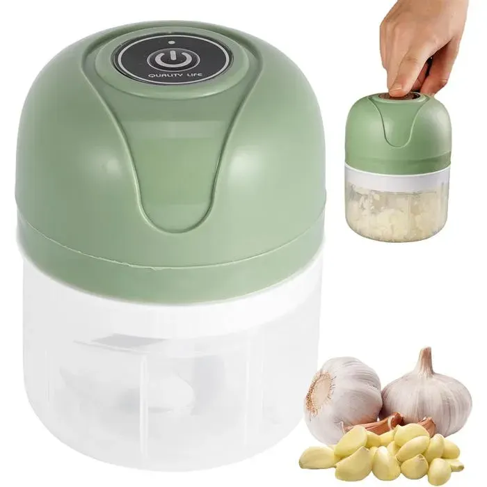 Mini hachoir électrique - EVERWOL - Capacité 250 ml - 6 lames en acier inoxydable - Charge USB — coloris Verte