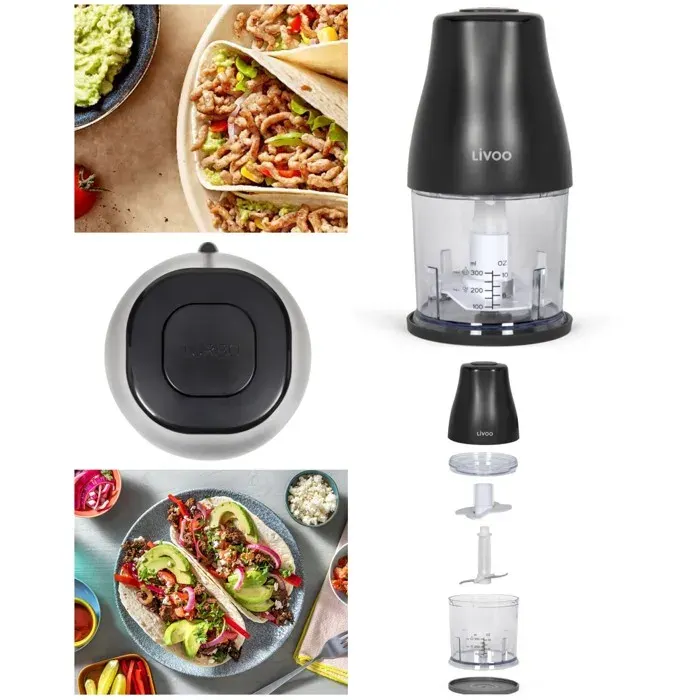 Mini-hachoir électrique - LIVOO - WDOP244N - 400 W - 300 ml - 2 lames inox — coloris Noir
