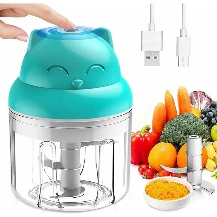 Mini hachoir électrique multifonction blender de 250 ml avec design en acier inoxydable 3 lames presse-ail petit blender rapid