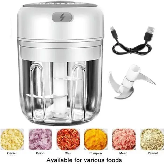 Mini hachoir électrique - QIEDOVIEY - Modèle - 30 W - 250ml - Blanc QIEDOVIEY