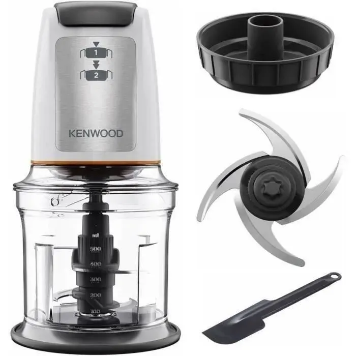 Mini-hachoir - KENWOOD - CHP61.100WH - 500 W - 08 L - 4 lames en acier inoxydable - Blanc