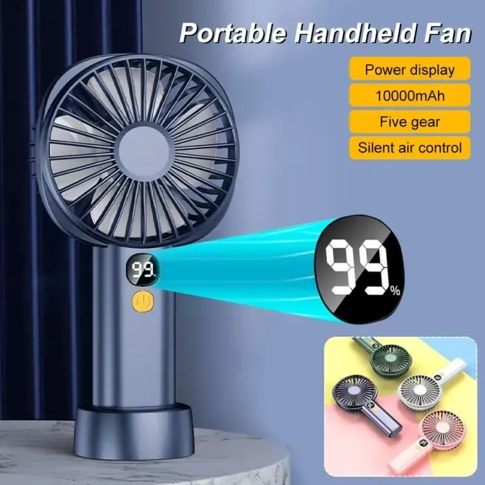 Mini Handheld Fan Ventilateur Portable Silencieux Rechargeable 5 Vitesses 4-10 Heures Dutilisation Ventilateur de