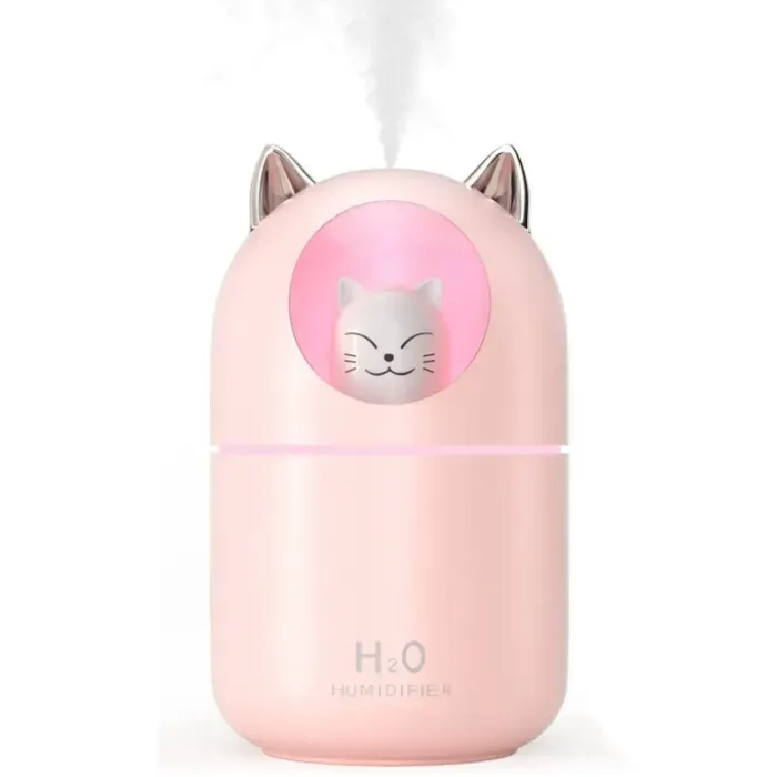 Mini Humidificateur Air 300ml Brume Froide avec Veilleuse LED Silencieux 20dB Arrêt Automatique pour Chambre Voiture Bureau