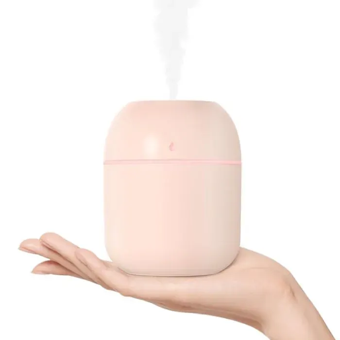 Mini humidificateur portable humidificateur de bureau personnel USB deux modes de brumisation (220 ml rose).