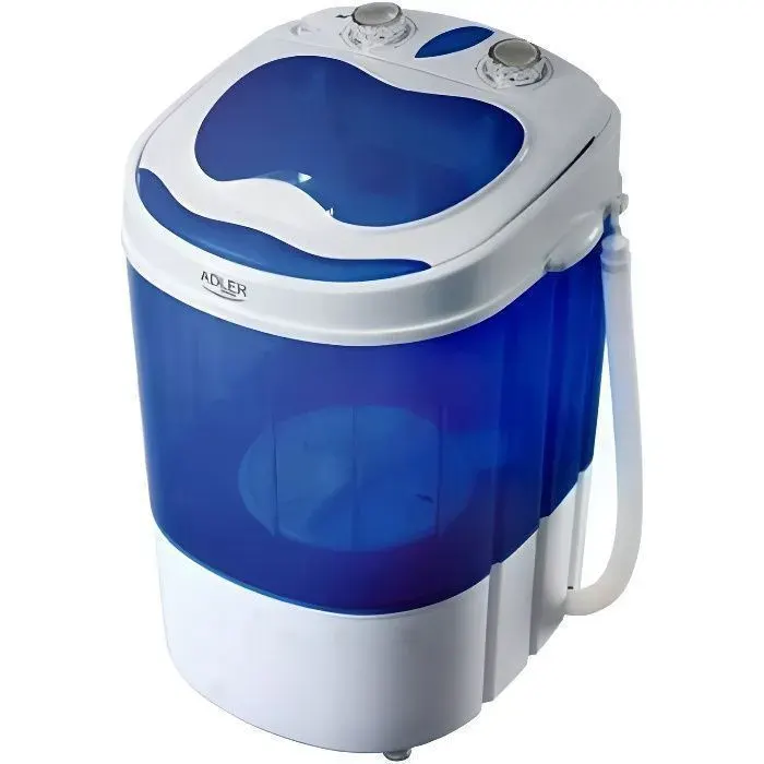 Mini lave-linge compact - ADLER - Capacité 3 kg - Chargement par le dessus - Fonction essorage — coloris Bleue
