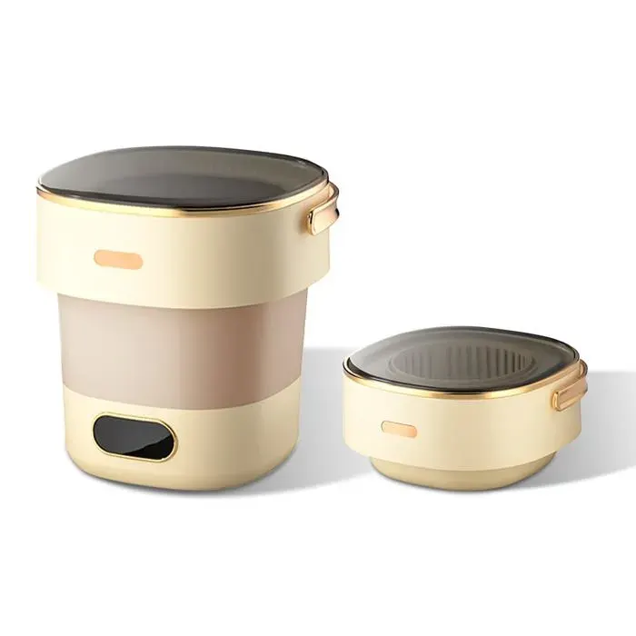 Mini lave-linge pliable 13L avec essoreuse – Silencieux – faible consommation – Pour sous-vêtements vêtements bébé -Beige