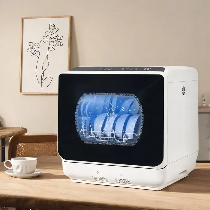 Mini lave-vaisselle de cuisine 4 couverts 5 programmes blanc polypropylène 45 x 44 x 458 cm réservoir 6L