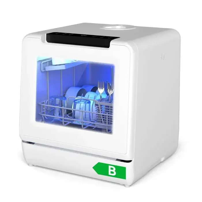 Mini Lave-Vaisselle Pose Libre 6 Programmes Réservoir deau 5L deau Commande tactile Minuterie Séchage 45 cm