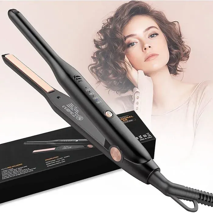 Mini Lisseur Cheveux CourtHyAdierTech 2 en 1 Mini fer à Lisser en Céramique Petit fer à Lisser Portable 150℃- 210℃ LISSEUR — coloris Noir