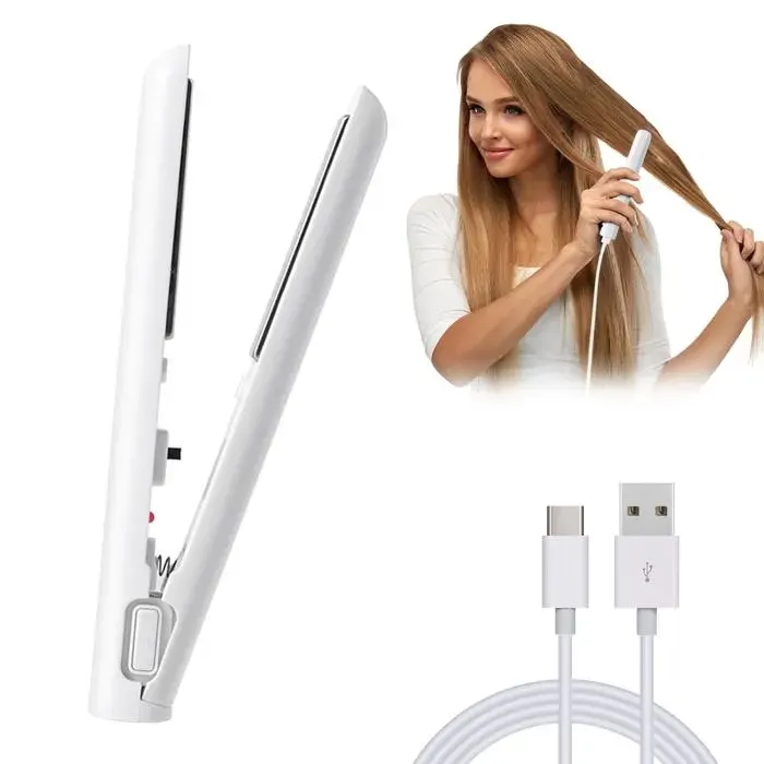 Mini Lisseur Cheveux USB - 2 en 1 Boucleur avec Câble 15 m pour Voyage Cuneary